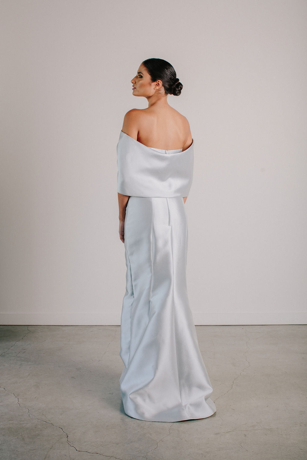 Off Shoulder Shawl Back Gown – Catherine Regehr Off Shoulder Shawl Back Gown – Catherine Regehr