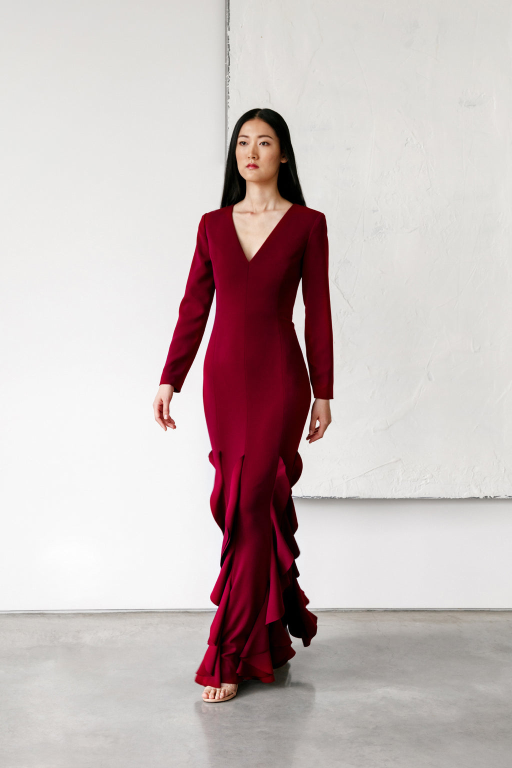 V Neck Long Sleeve Stream Gown  Catherine Regehr