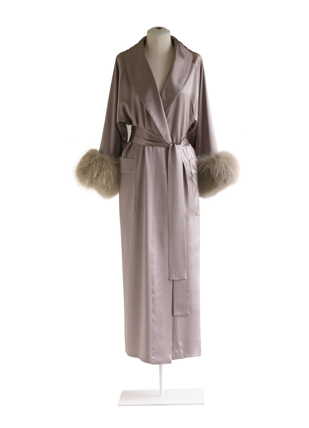 silk dressing gown with fur trim Silk Robe With Fur