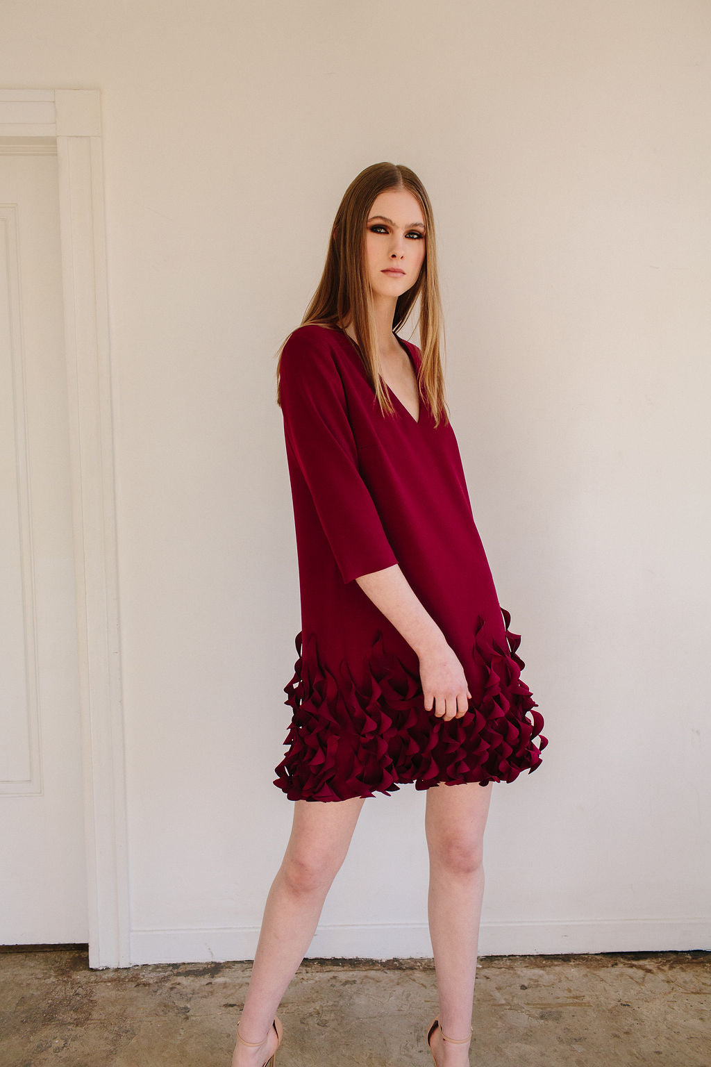 Zara red 2024 frill dress