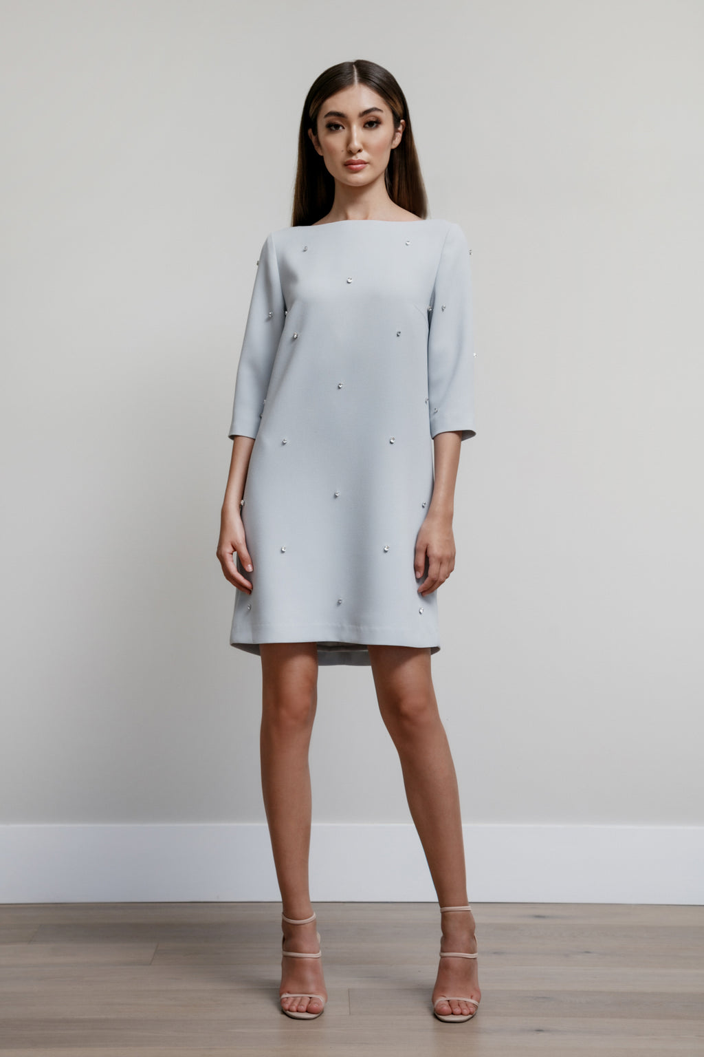 ATLANTIC Boat Neck Dress in Stretch Leather