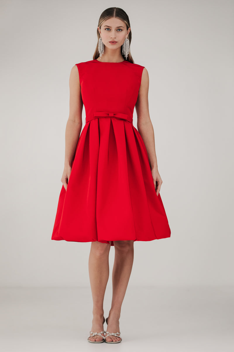 Jewel Neck Dress with Bow at waist