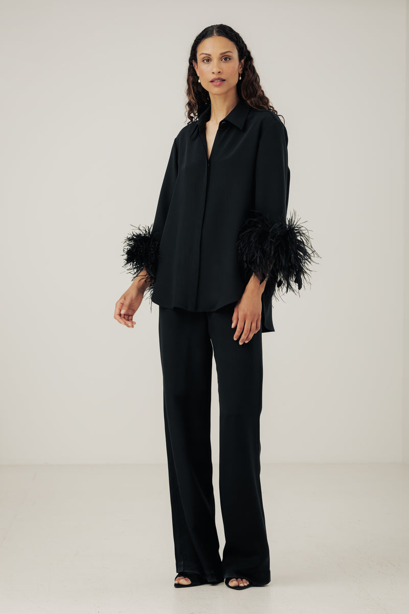 Jane Shirt with Feather Cuff