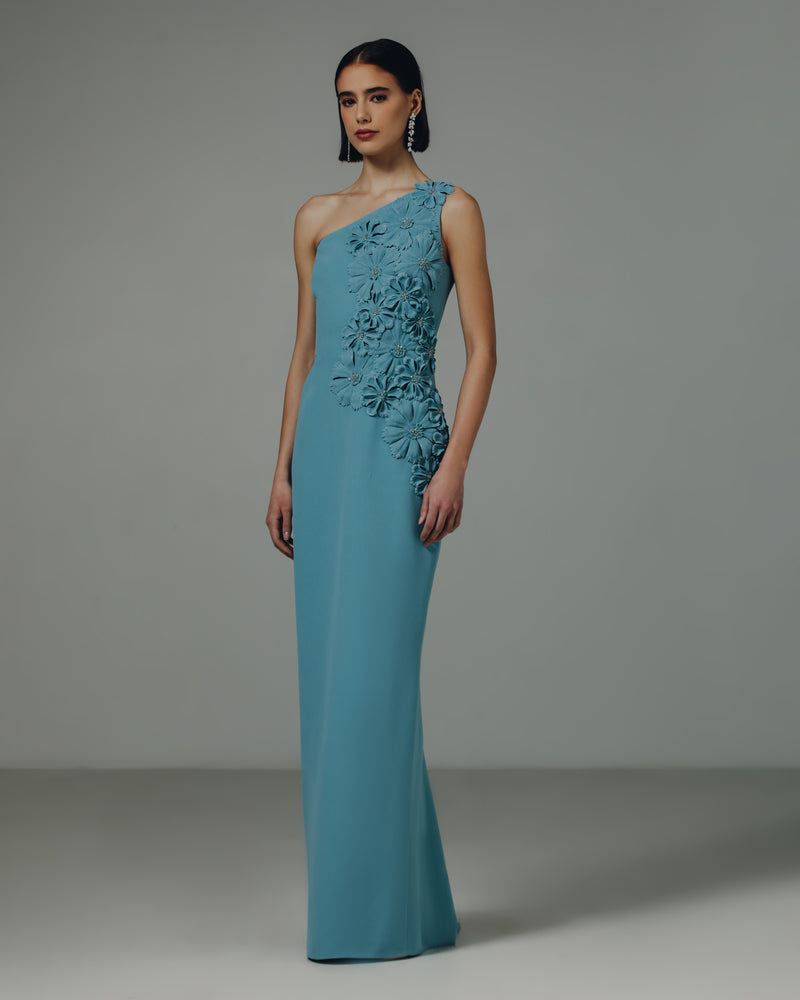 One Shoulder Rose Gown
