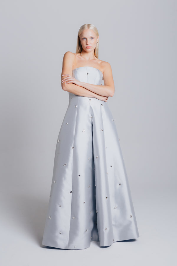 Strapless Van Der Rohe Gown with Scattered Cosmic Gems