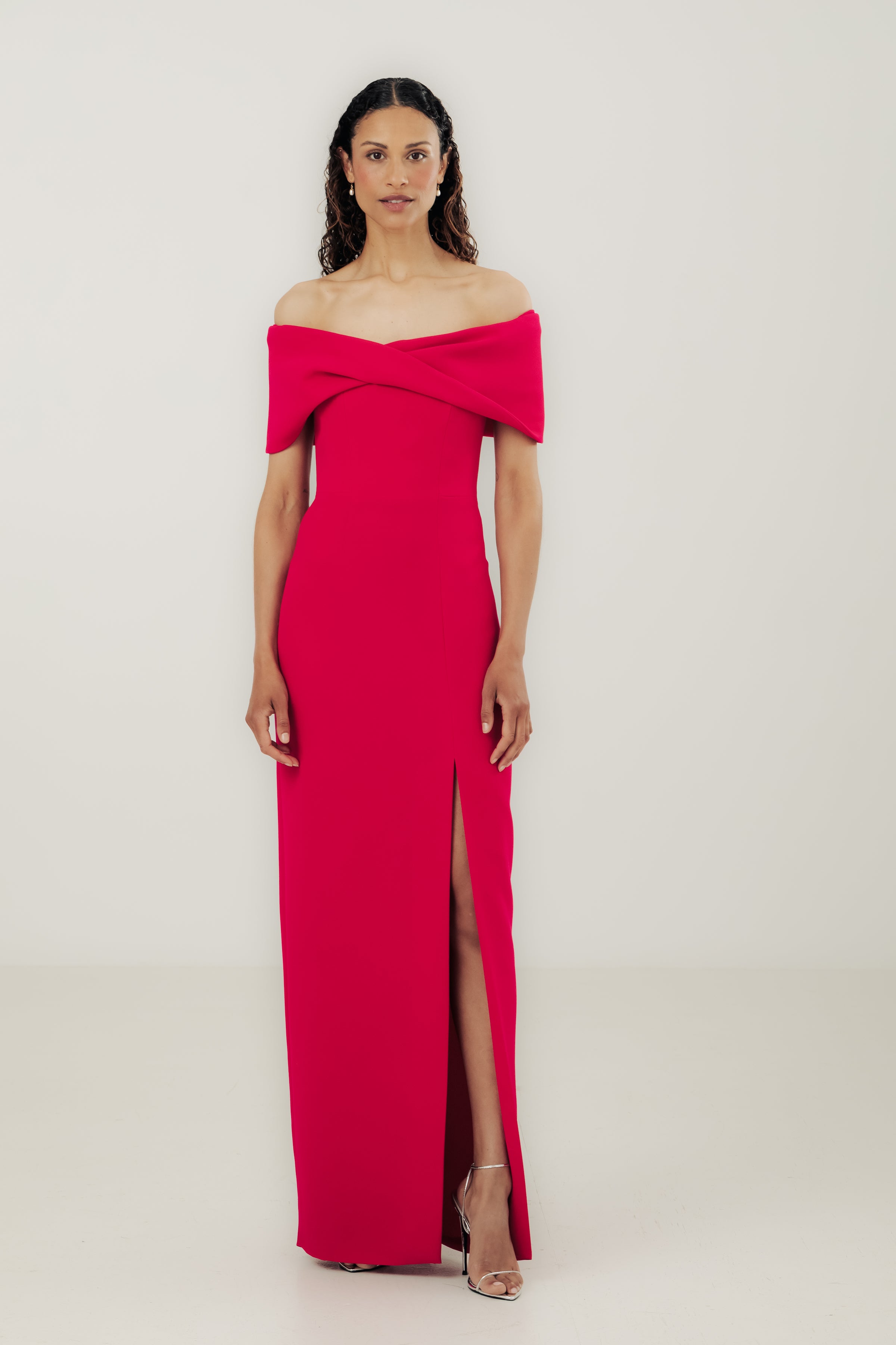 Off Shoulder Twist Collar Gown – Catherine Regehr