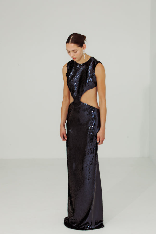 Liquid Sequin Cut Out Gown