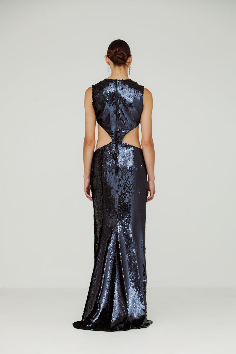 Liquid Sequin Cut Out Gown