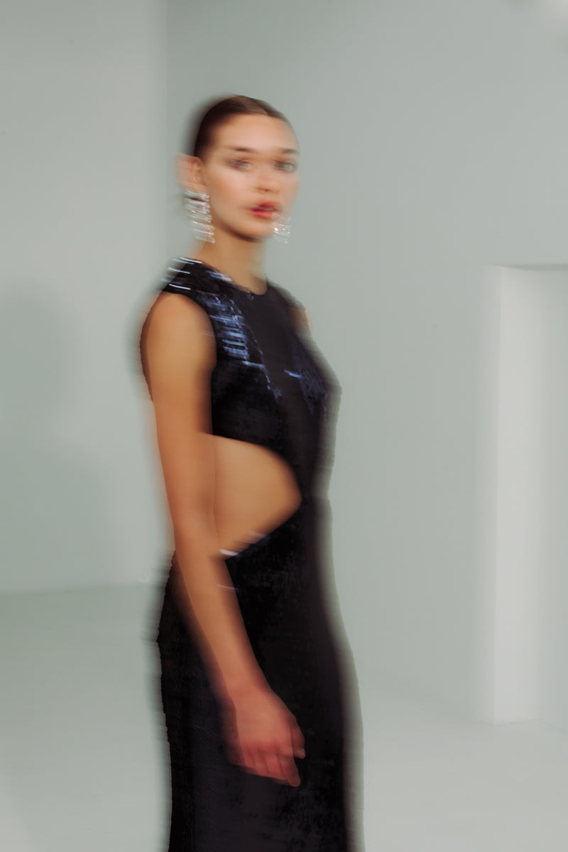 Liquid Sequin Cut Out Gown
