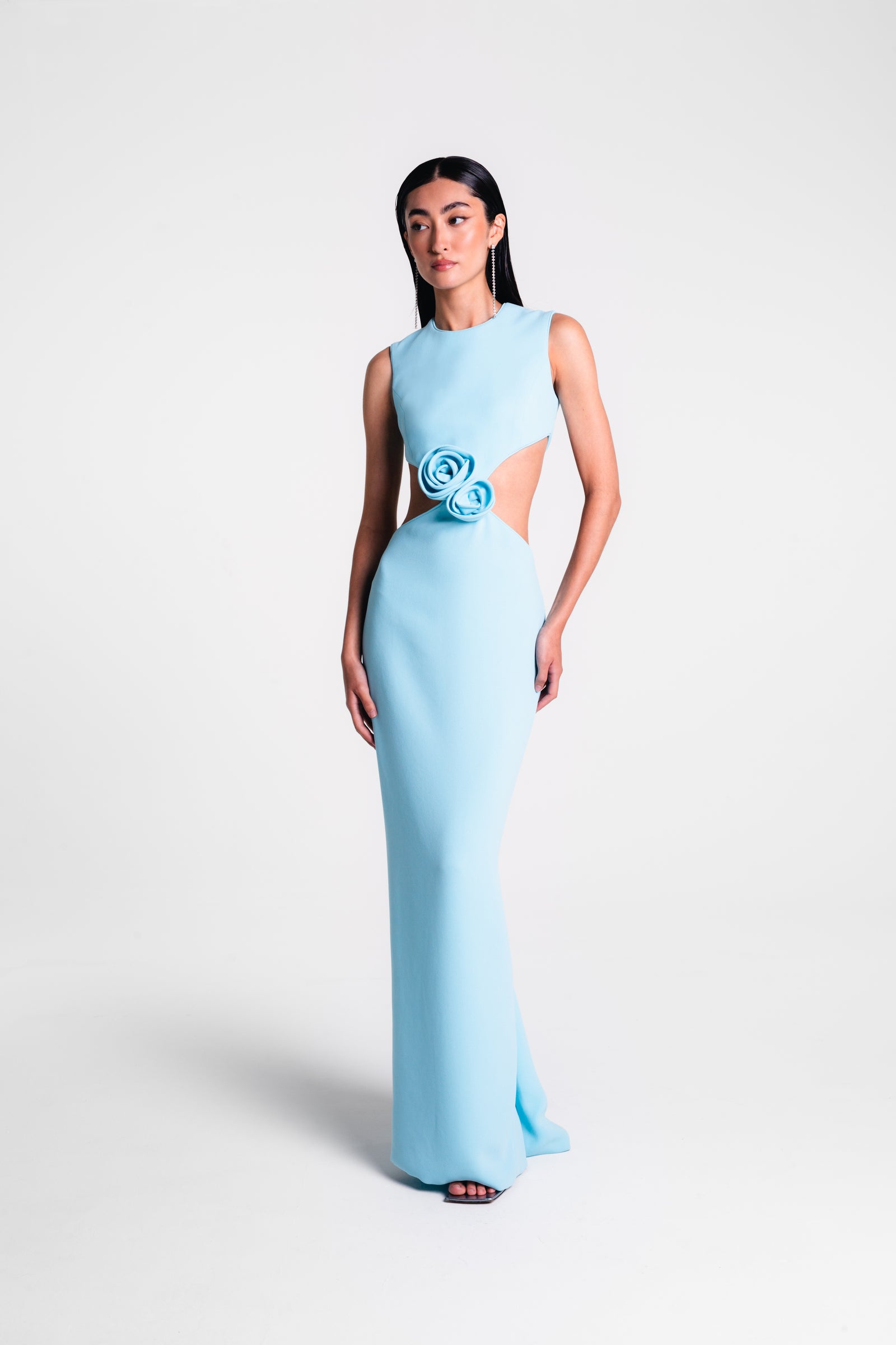 Jewel Neck Cut Out Gown with Roses Catherine Regehr Jewel Neck Cut Out Gown with Roses Catherine Regehr