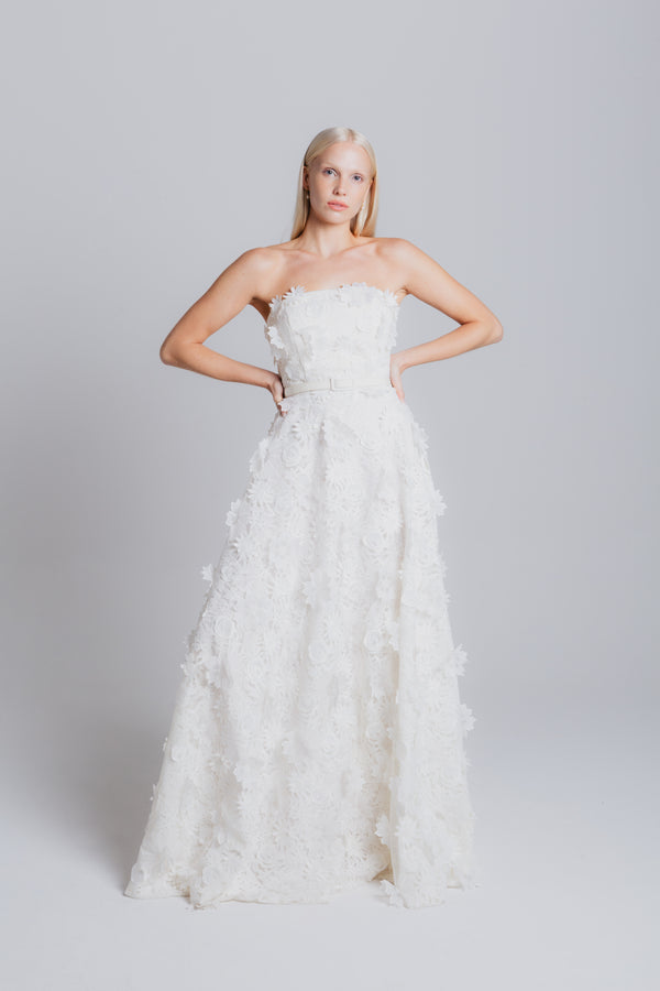 Strapless Guipure Gown