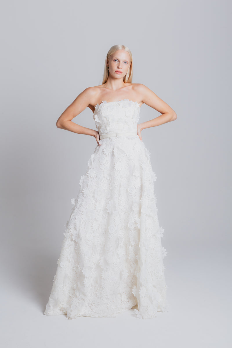 Strapless Guipure Gown