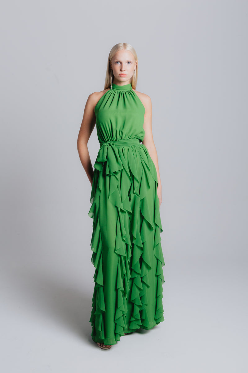 T Neck Saturna Gown with Ruffle Hem Catherine Regehr T Neck Saturna Gown with Ruffle Hem Catherine Regehr