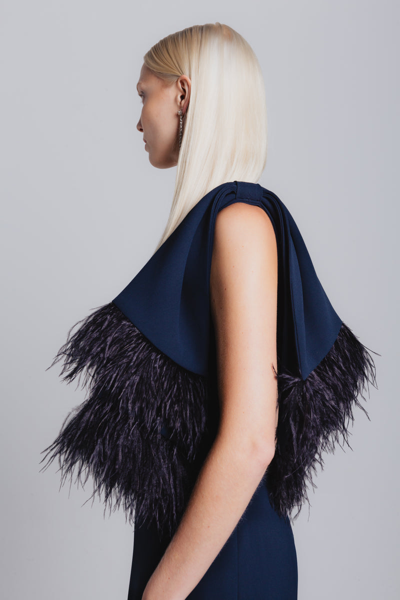 One Shoulder Gown with Feather Bow Catherine Regehr One Shoulder Gown with Feather Bow Catherine Regehr