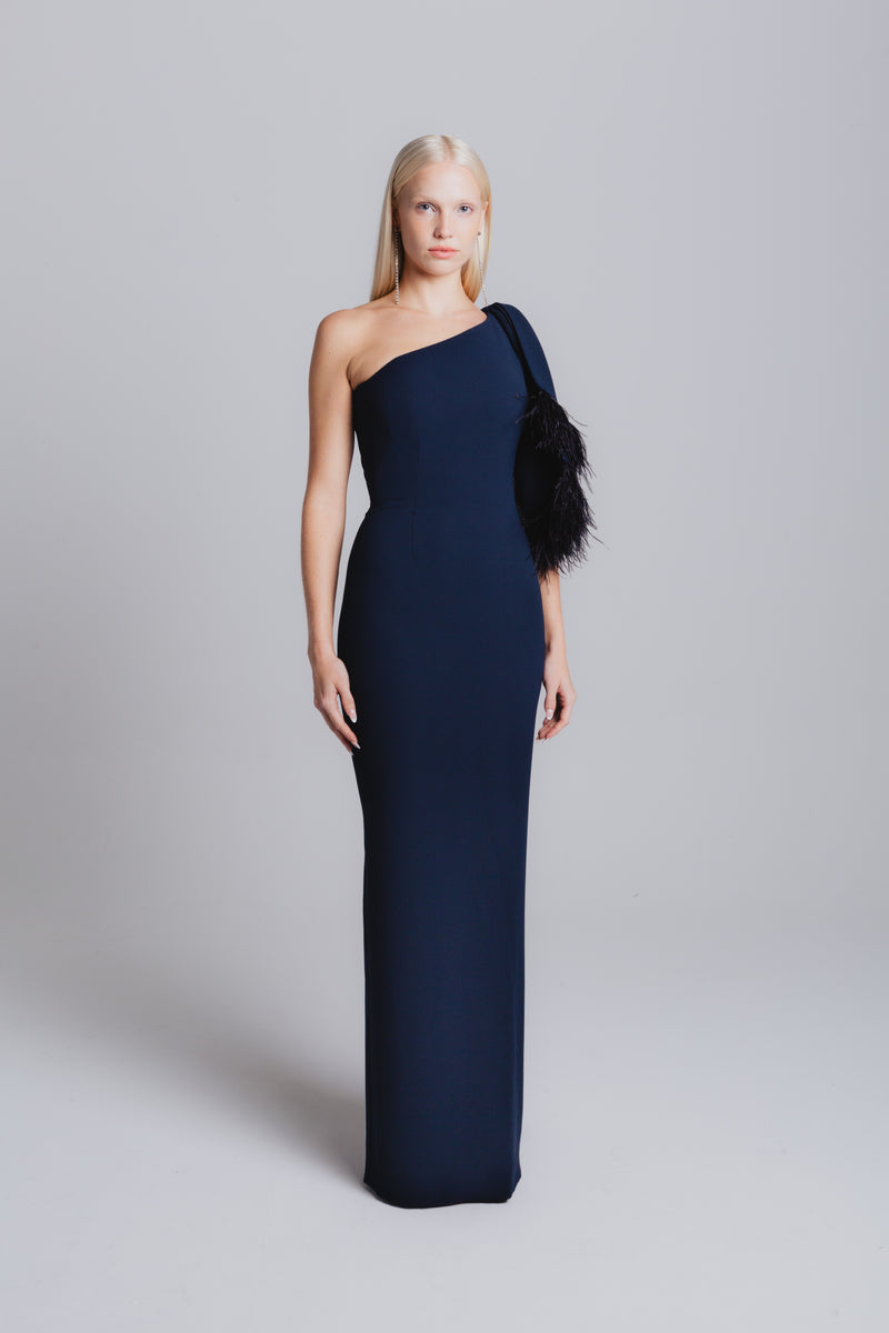 One Shoulder Gown with Feather Bow Catherine Regehr One Shoulder Gown with Feather Bow Catherine Regehr
