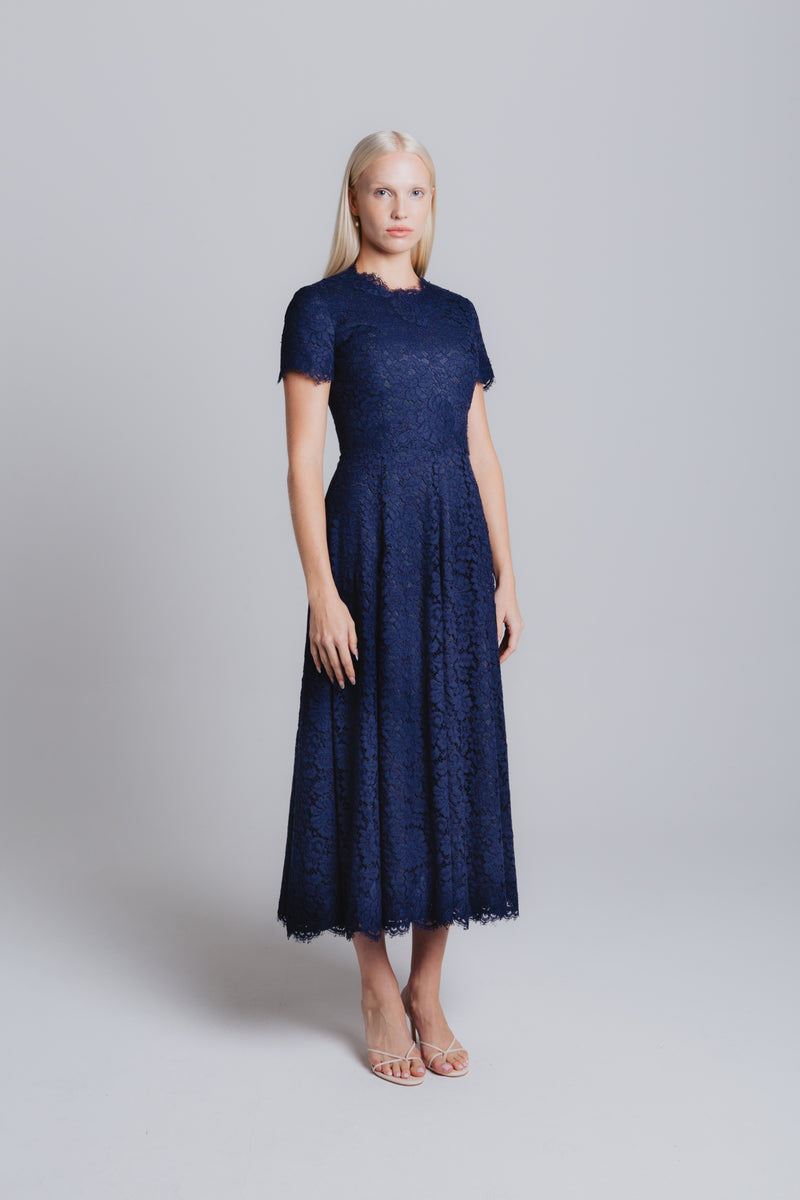 Short Sleeve Lace Jackie Dress with Tea Length Skirt Catherine Regehr Short Sleeve Lace Jackie Dress with Tea Length Skirt Catherine Regehr