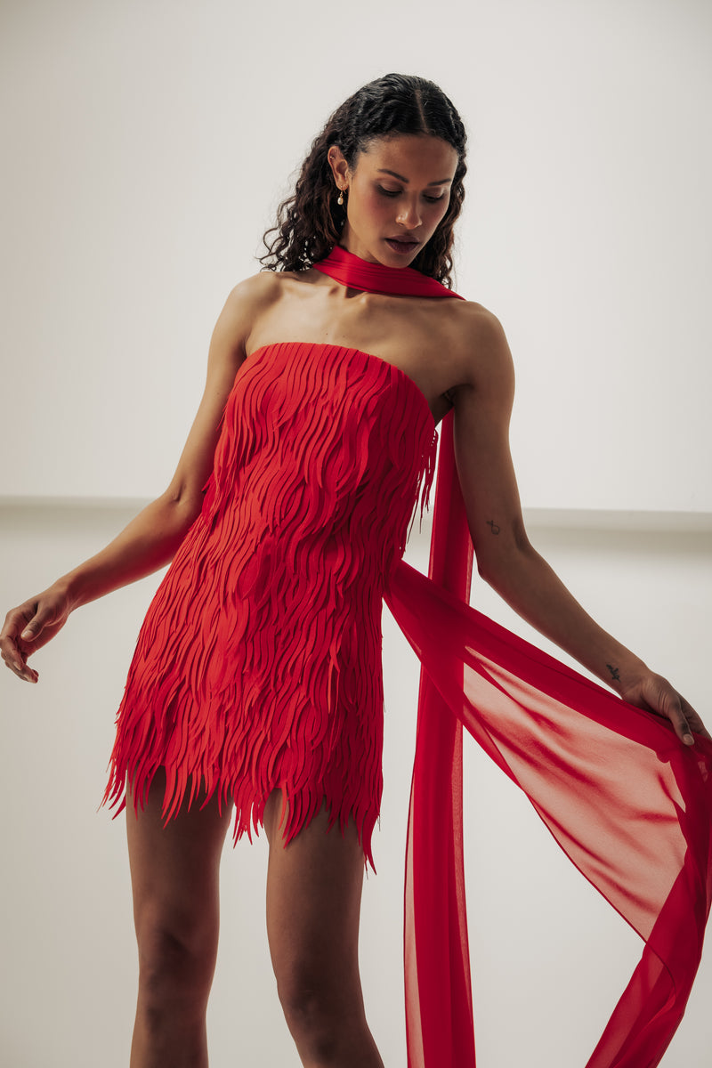 Strapless Shredded Mini Dress Catherine Regehr Strapless Shredded Mini Dress Catherine Regehr