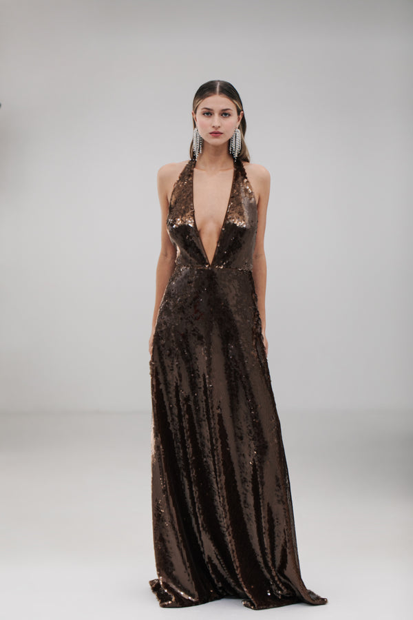 Sequin Halter Gown