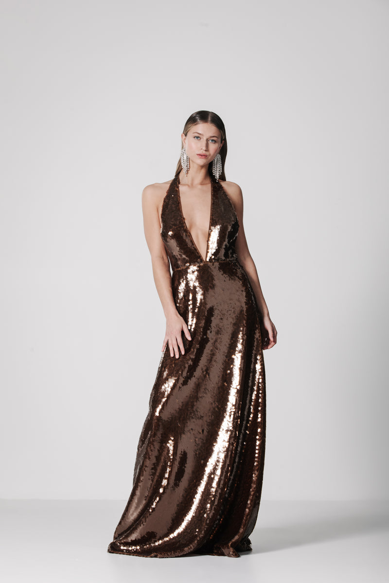 Sequin Halter Gown