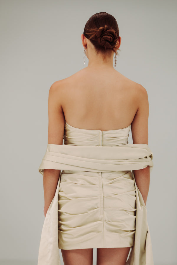 Draped Ripple Mini Dress