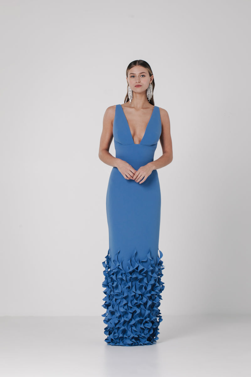 V Neck Gown with Spiral Hem Catherine Regehr V Neck Gown with Spiral Hem Catherine Regehr