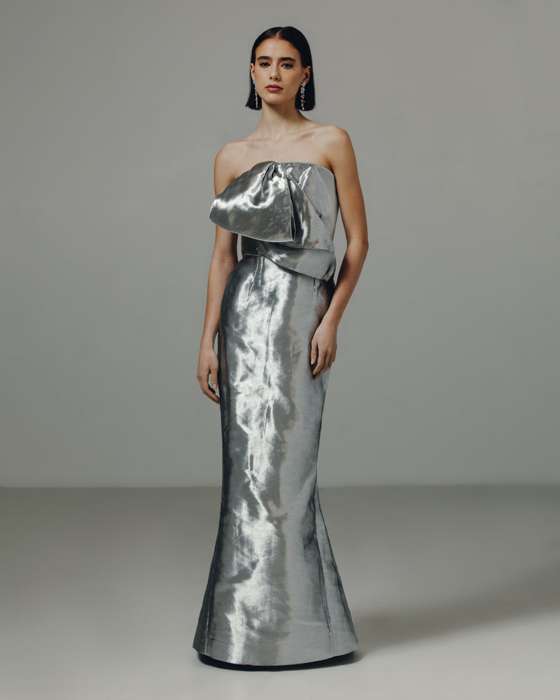 Strapless Bow Tie Gown