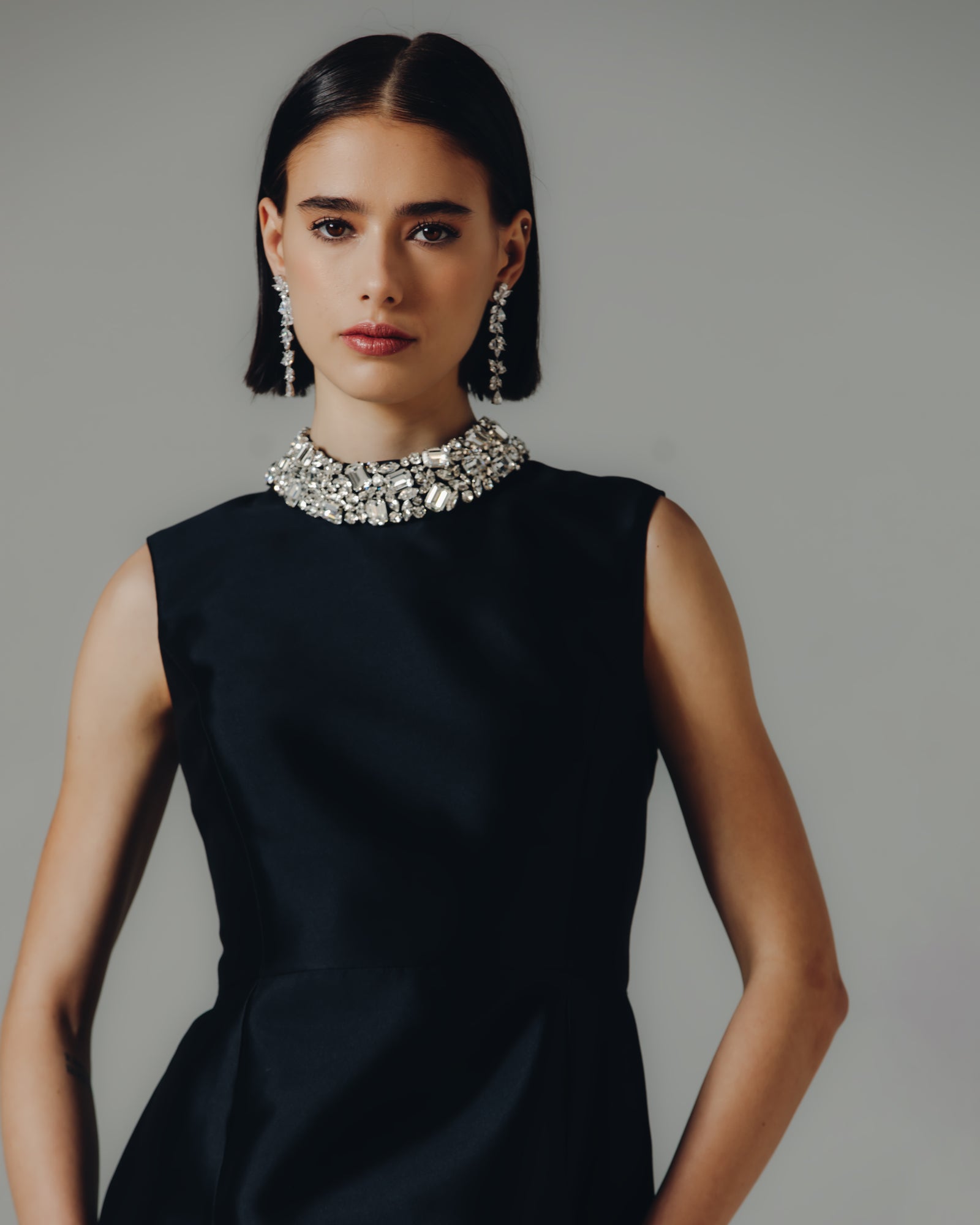 silk mock neck dress Cordelia Mock Neck Midi Dress