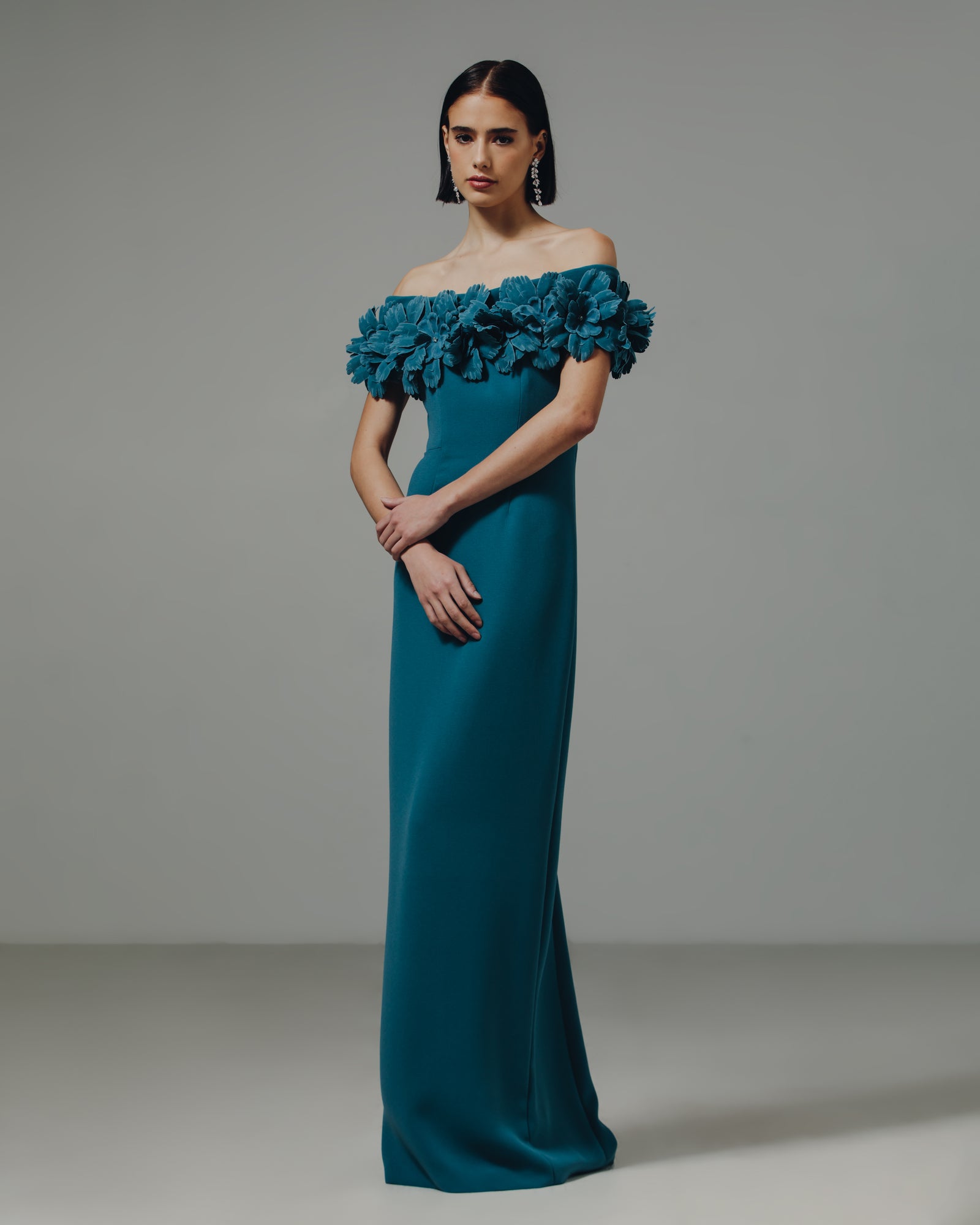 off shoulder tulip dress Off Shoulder Jagged Tulip Gown