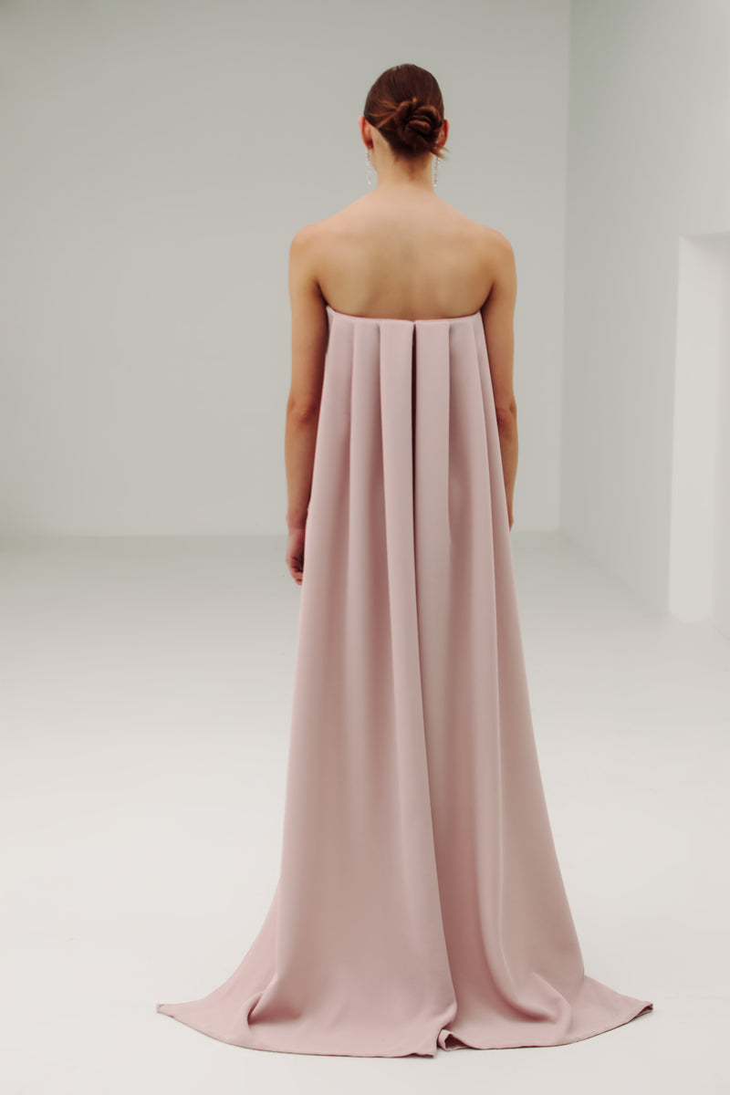 Strapless Side Drape Gown with Back Ties