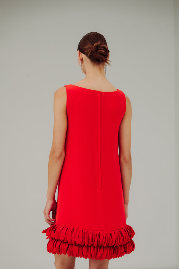 Boat Neck Arak Dress with Anemone Hem