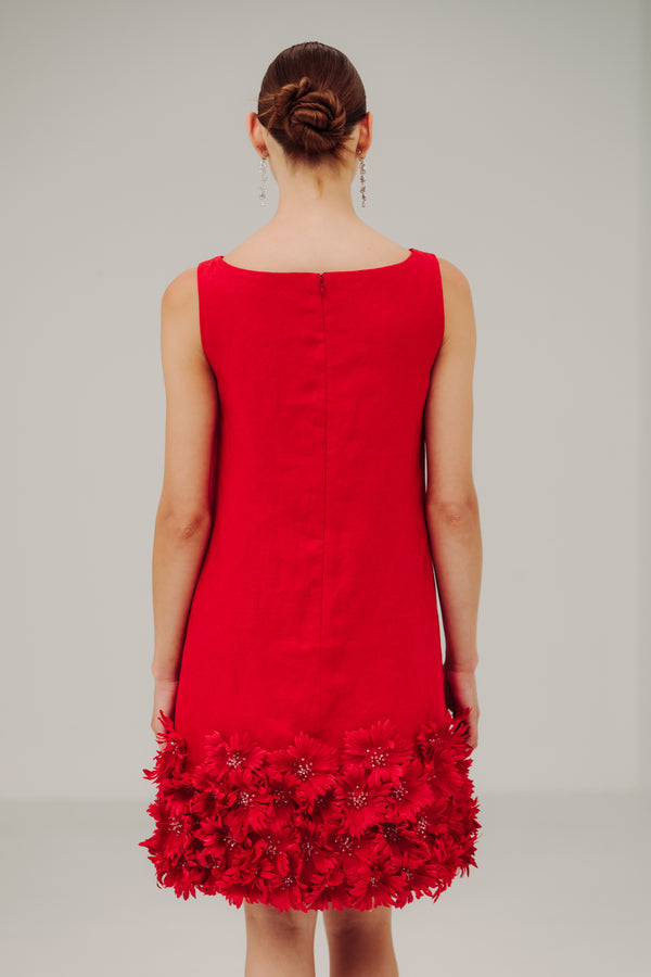 Boat Neck Arak Dress with Sunflower Hem
