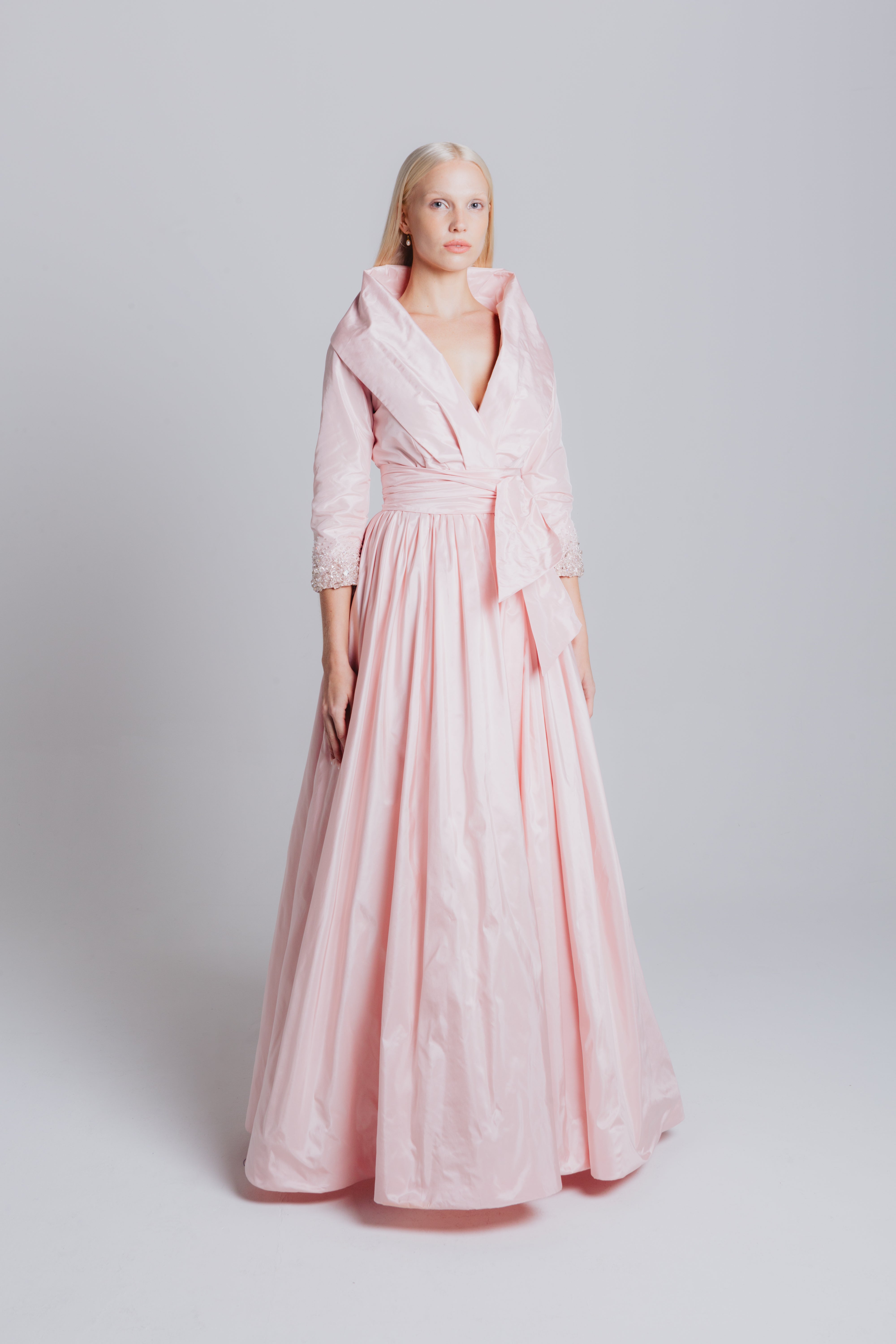 shawl collar gown