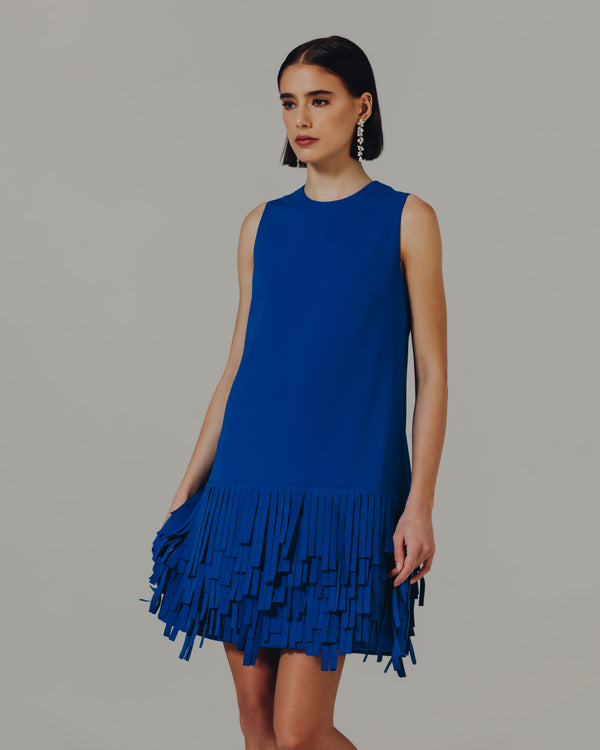 Arak Dress with Asymmetrical Fringe Hem