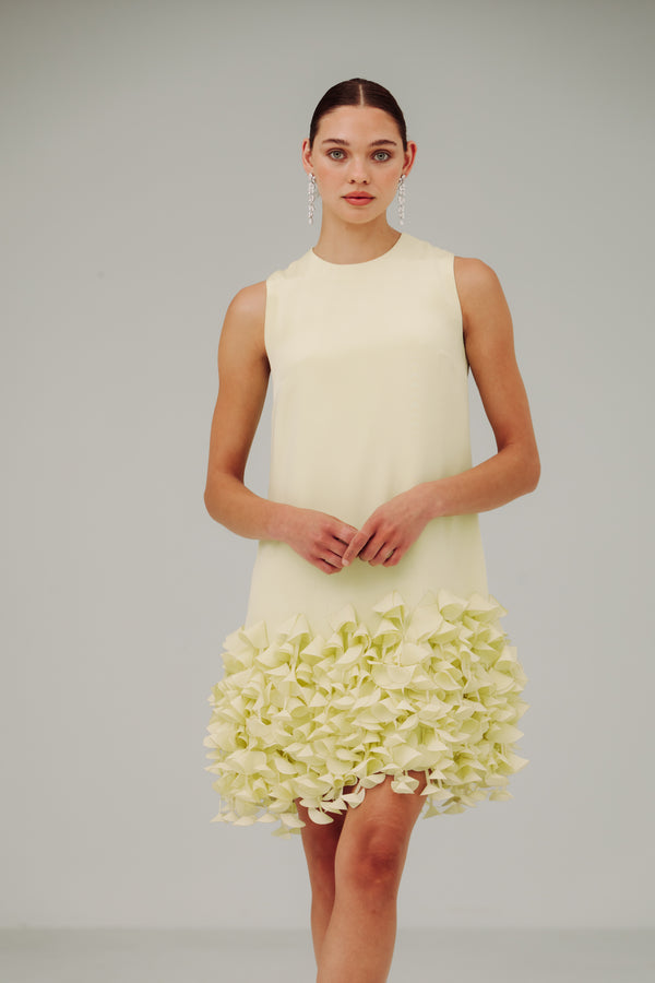 Jewel Neck Arak Dress with Cone Hem
