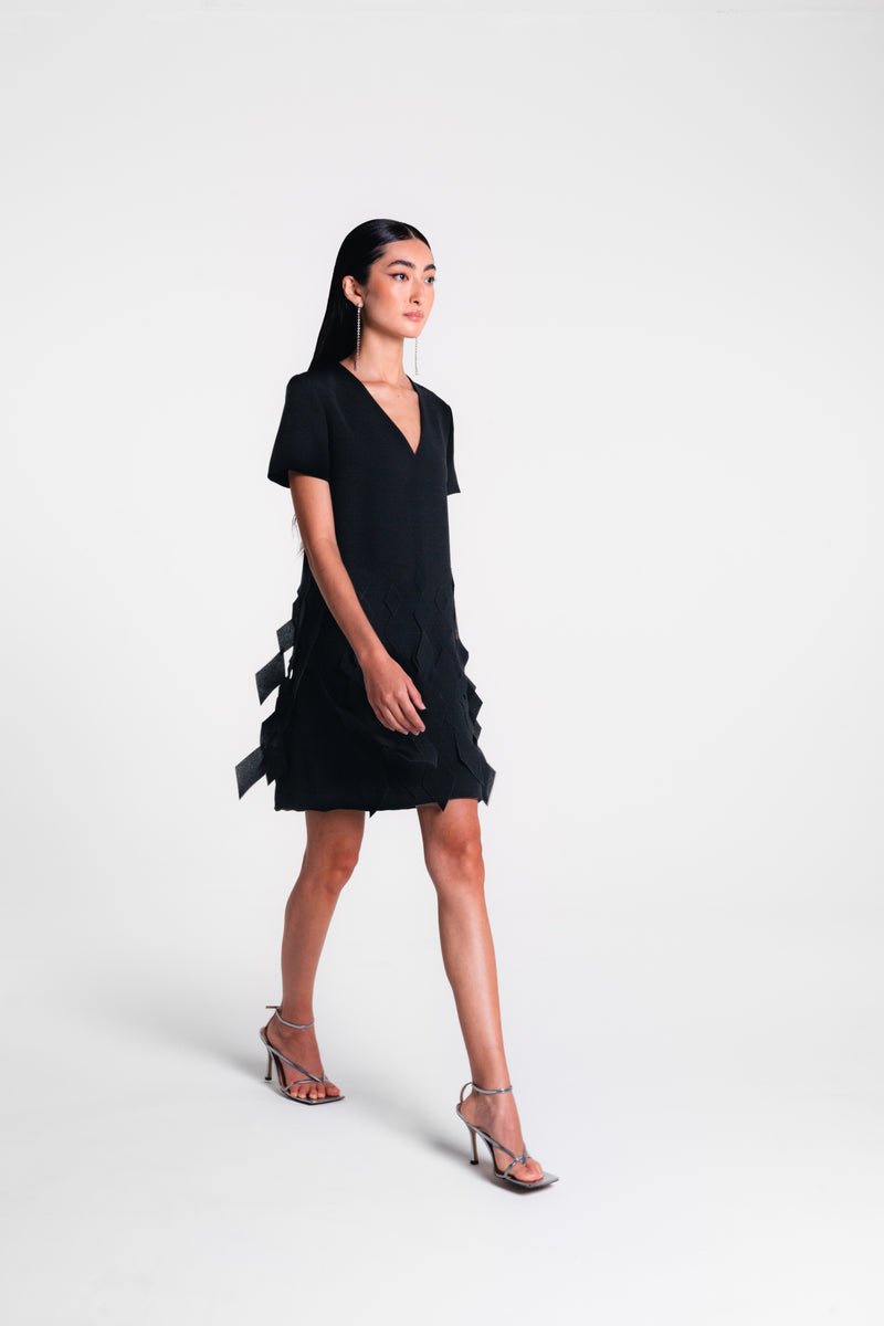 V Neck Arak Dress with Swinging Diamonds Catherine Regehr V Neck Arak Dress with Swinging Diamonds Catherine Regehr