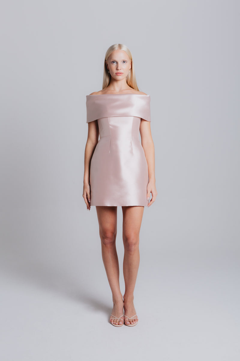 Off Shoulder Grace Dress with A-Line Mini Skirt Off Shoulder Grace Dress with A-Line Mini Skirt