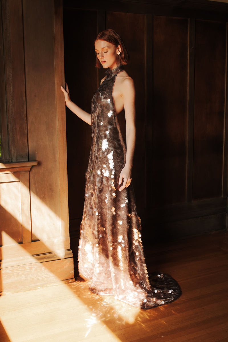 T Neck Backless Gown – Catherine Regehr