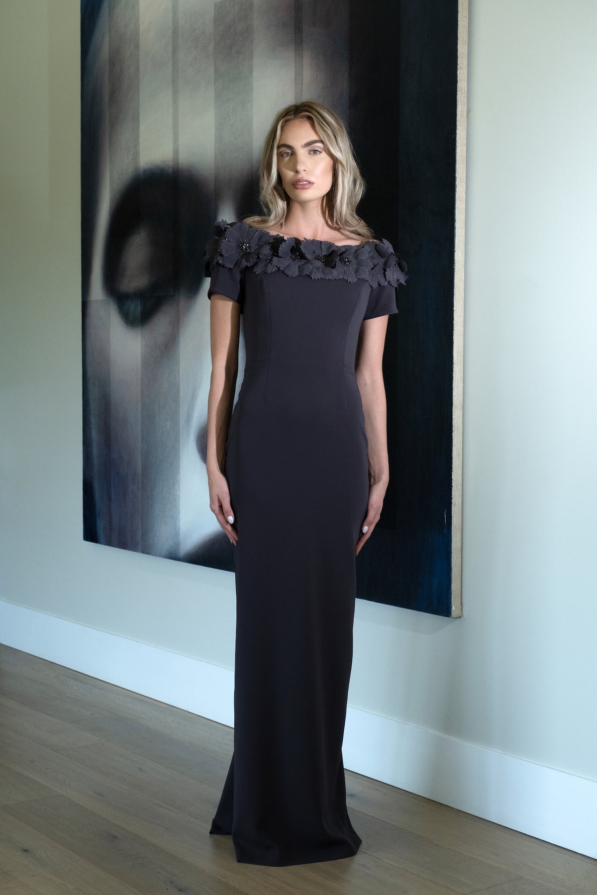 Off Shoulder Open Sunflower Sheath – Catherine Regehr