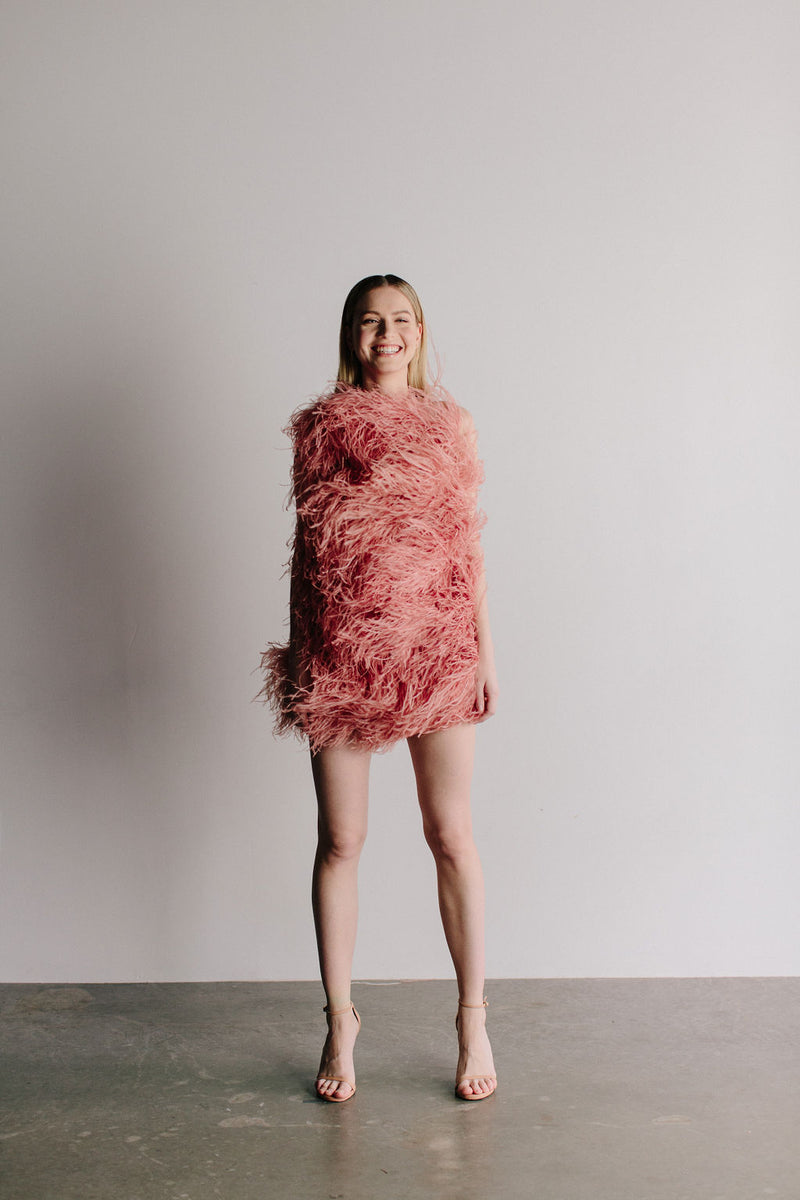 Feather Halter Mini Dress Feather Halter Mini Dress