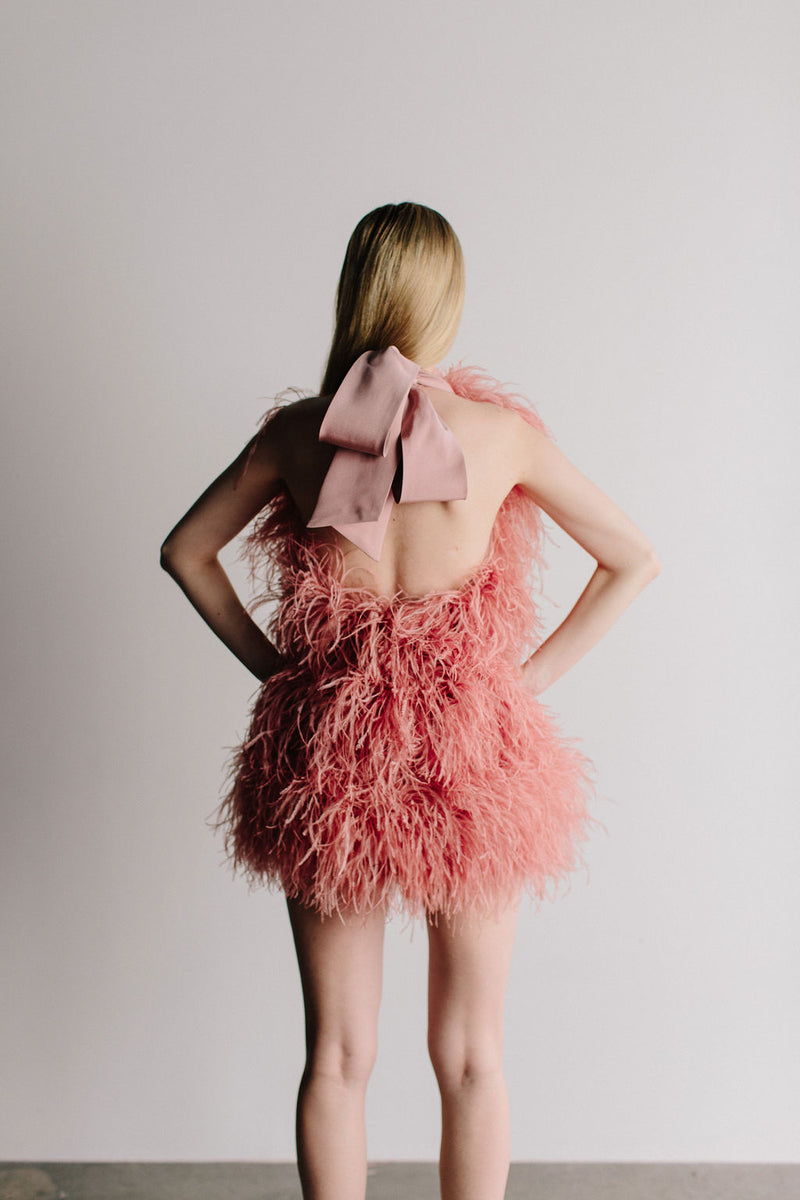 Feather Halter Mini Dress Feather Halter Mini Dress