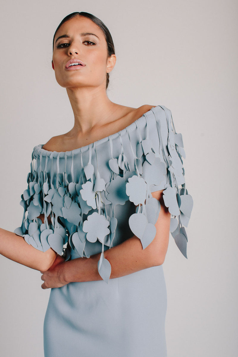 Off Shoulder Roll Collar Cherry Blossom Gown Catherine Regehr Off Shoulder Roll Collar Cherry Blossom Gown Catherine Regehr