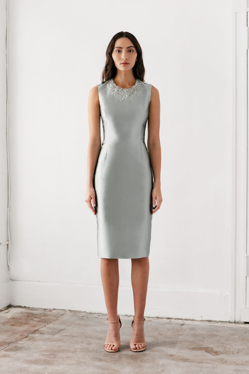 Jewel Neck Jackie Gown with Crystal Neckline Catherine Regehr Jewel Neck Jackie Gown with Crystal Neckline Catherine Regehr