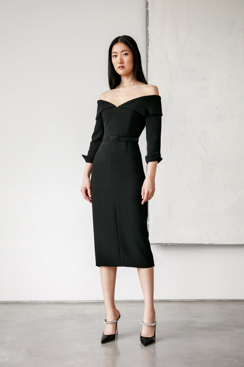 Off Shoulder Notch Collar Dress Catherine Regehr Off Shoulder Notch Collar Dress Catherine Regehr