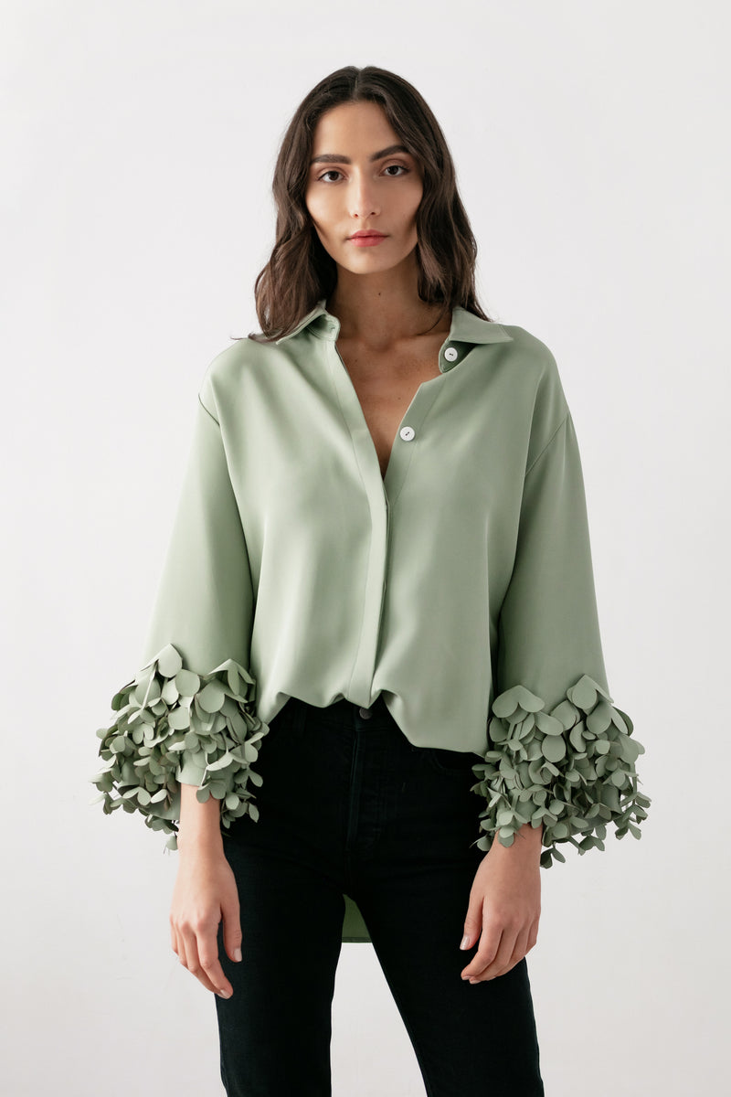 Jane Shirt with Hanging Flower Cuff