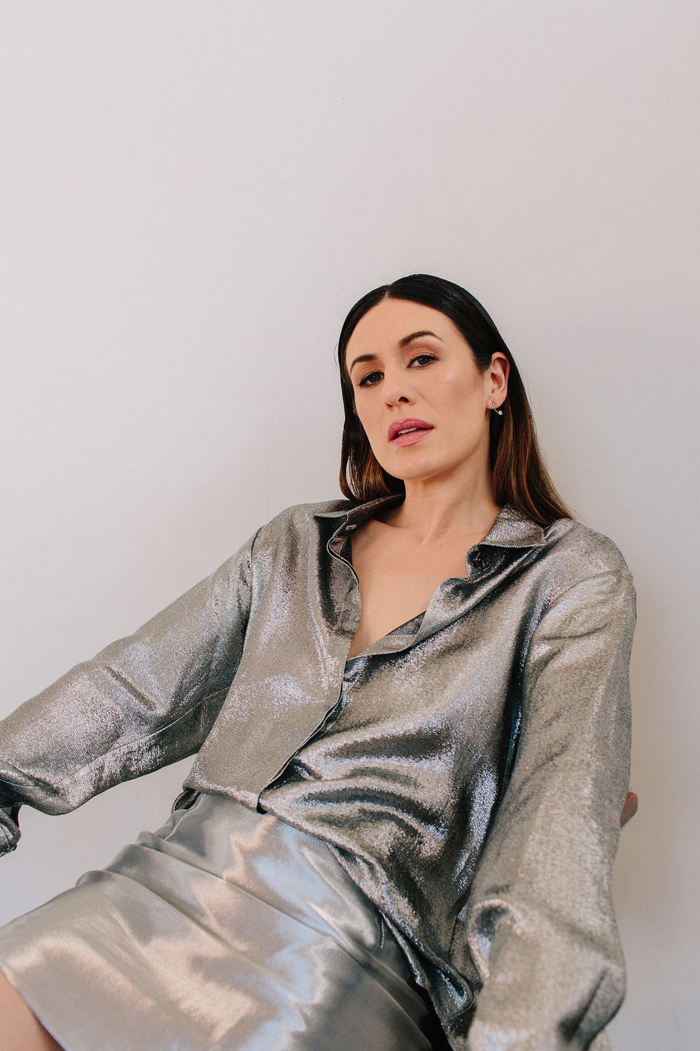 silver dress shirt Silver Lamé Jane Shirt – Catherine Regehr