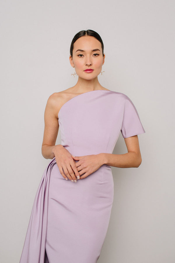 One Shoulder Chiara Dress with Side Peplum