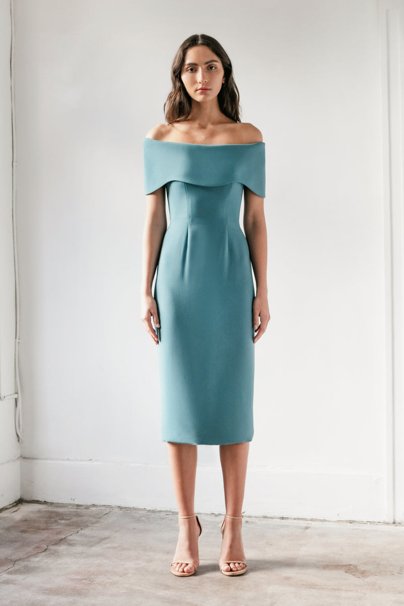 Off Shoulder Dress with Wave Collar Off Shoulder Dress with Wave Collar