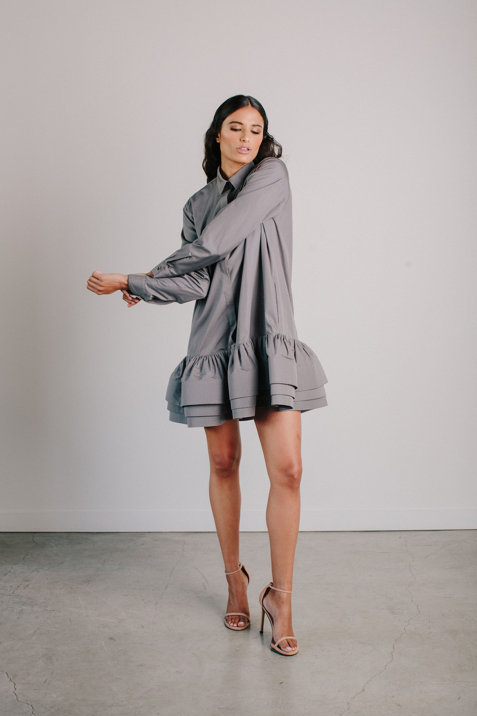 Shirt Dress with Ruffle Hem Shirt Dress with Ruffle Hem