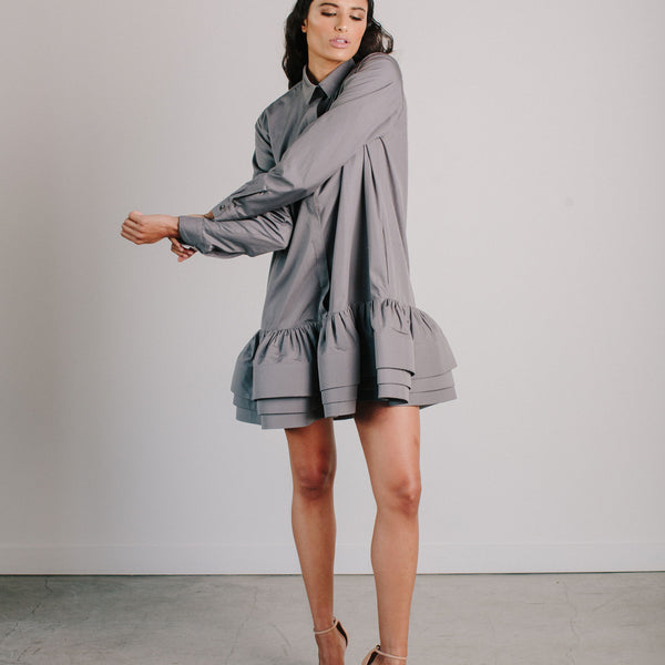ruffle sleeve t shirt dress Cinq a Sept Leilah Ruffle Silk T-Shirt Dress