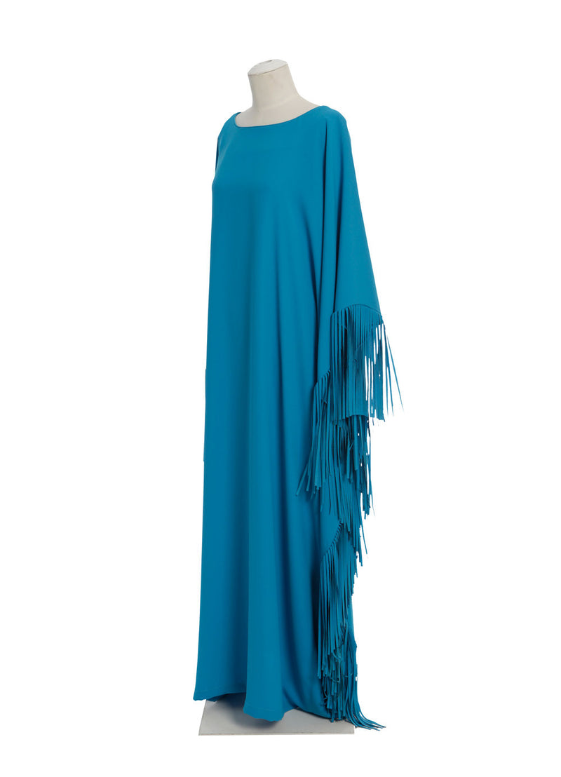 Boat Neck Caftan with Fringed Sides